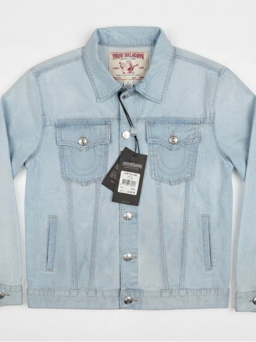 ✨HOST PICK✨ True Religion‎ Light Blue Jesse Denim Trucker Jacket Men L Y2K